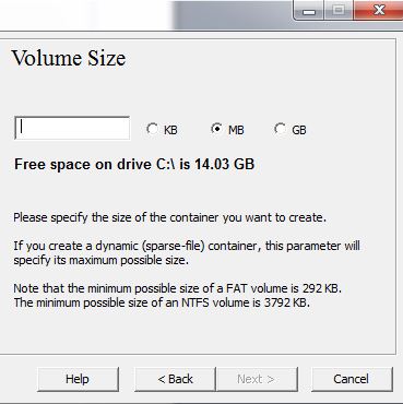Step 2 krypter nyt vol size